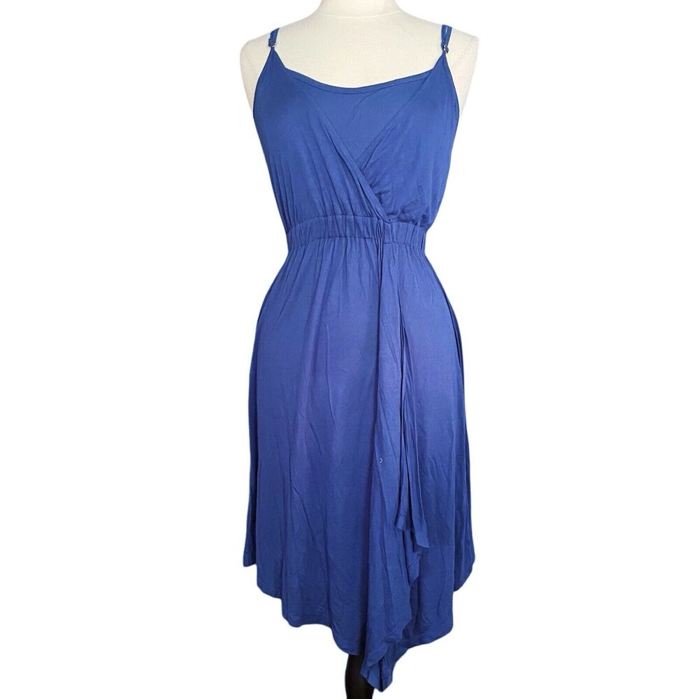 Theory Faux Wrap Dress Sz S Blue Luxe Navy Blue Adjustable Straps Soft‎ and Sexy